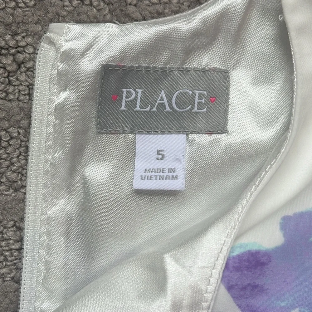 Children’s Place Sleeveless Easter Dress White Blue Purple Green Girl’s Size 5 - Picture 2 of 4